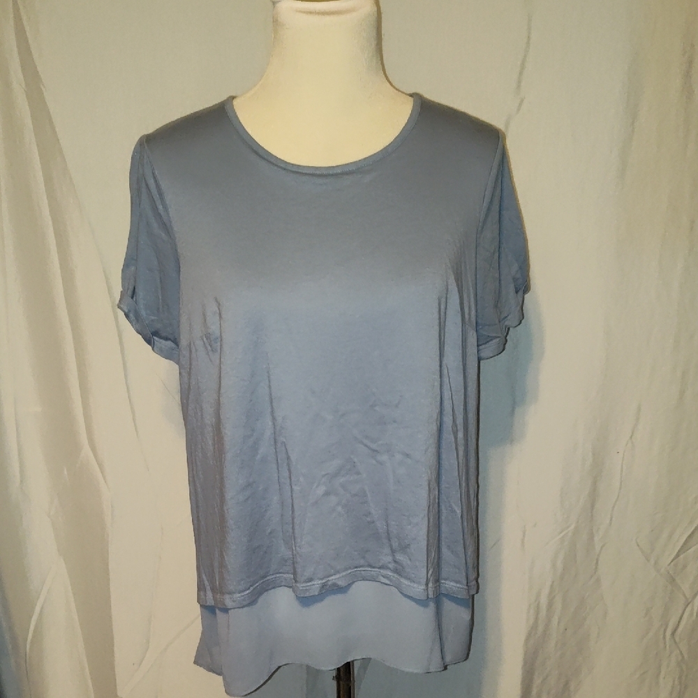 Michael Kors Light Blue Short Sleeve Tee Split Back Size Large